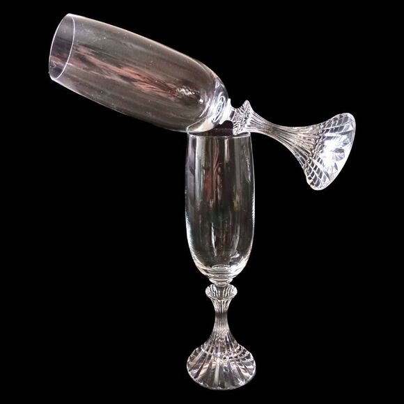 Mikasa The Ritz Champagne Flute Glass Set Of 2 Crystal Christmas Elegant Vintage - Picture 11 of 15